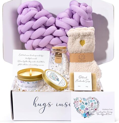 Sympathy Gift Baskets - Condolences Gift Basket for Loss of Loved One/Mom/Dad/Husband - Bereavement Grief Gifts - Sorry for Your Loss Grieving Care Package Gift Box for Women Men Friend (Blue Pillow) in Kuwait