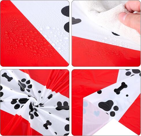 Oudain 6 Pcs Paw Print Plastic Tablecloths Disposable Rectangle Bone Sign Large Table Covers for Dog Theme Birthday Party Decorations Boy Girl Puppy Pet Dog Cat Party, 54x108 Inch(Red) in Saudi Arabia