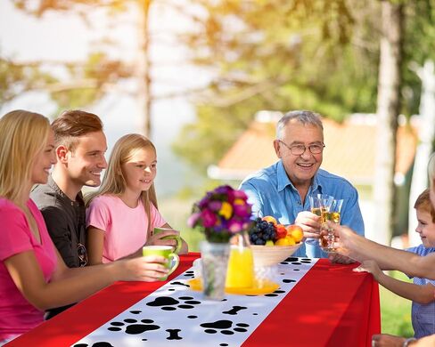 Oudain 6 Pcs Paw Print Plastic Tablecloths Disposable Rectangle Bone Sign Large Table Covers for Dog Theme Birthday Party Decorations Boy Girl Puppy Pet Dog Cat Party, 54x108 Inch(Red) in Saudi Arabia
