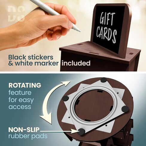 3 Tier Rotating Sticker Display Stand for Vendors, Black Wooden Countertop Organizer Shelf for Coasters, Retail, Showcase, Tradeshow in Saudi Arabia