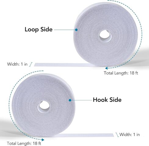 Double Sided Hook and Loop Tape 2 in x 26 ft, Nylon Hook and Loop Strips, Strong Sticky Back Picture Hanging Strips, Reusable Self-Gripping Straps with Adhesive for Home/School/Office Use (White) in Saudi Arabia