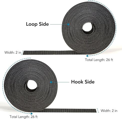 Double Sided Hook and Loop Tape 2 in x 26 ft, Nylon Hook and Loop Strips, Strong Sticky Back Picture Hanging Strips, Reusable Self-Gripping Straps with Adhesive for Home/School/Office Use (White) in Saudi Arabia