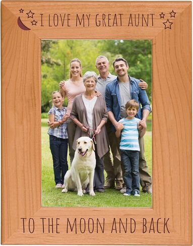 CustomGiftsNow I Love My Great Aunt to the Moon and Back - خشب الآلدر الطبيعي المنقوش المعلق/صورة سطح الطاولة، صورة تذكارية للعائلة، إطار خشبي حقيقي in Kuwait