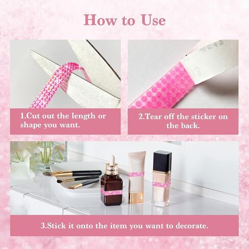 Jongdari Glitter Self Rhinestone Rhinestone Ribbon Tape ، ملصقات شرائط مبهرجة من الكريستال الزخرفية لحرف DIY ، 10 ألوان بعرض 9 ملم مجموع 10 ياردة in Kuwait