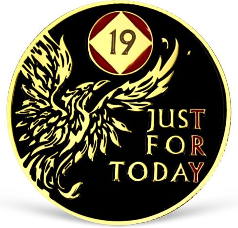 Phoenix 1 Year NA Medallion Just for Today Recovery Chip with Serenity Prayer NA AA Sobriety Coin One Year Narcotics Anonymous Gifts for Men Women Celebrating Clean and Sober Living in Saudi Arabia