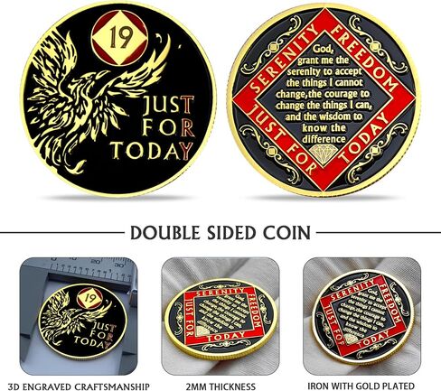 Phoenix 1 Year NA Medallion Just for Today Recovery Chip with Serenity Prayer NA AA Sobriety Coin One Year Narcotics Anonymous Gifts for Men Women Celebrating Clean and Sober Living in Saudi Arabia