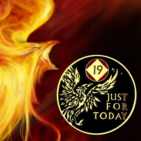 Phoenix 1 Year NA Medallion Just for Today Recovery Chip with Serenity Prayer NA AA Sobriety Coin One Year Narcotics Anonymous Gifts for Men Women Celebrating Clean and Sober Living in Saudi Arabia