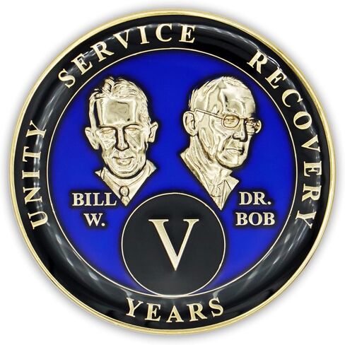 5 Year Sobriety Coin | Founders Triplate AA Chip | Celebrate Recovery Anniversary Token | Alcoholics Anonymous Gift (Blue) in Kuwait