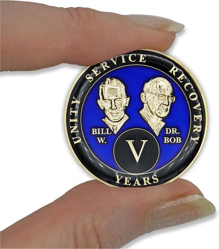 5 Year Sobriety Coin | Founders Triplate AA Chip | Celebrate Recovery Anniversary Token | Alcoholics Anonymous Gift (Blue) in Kuwait