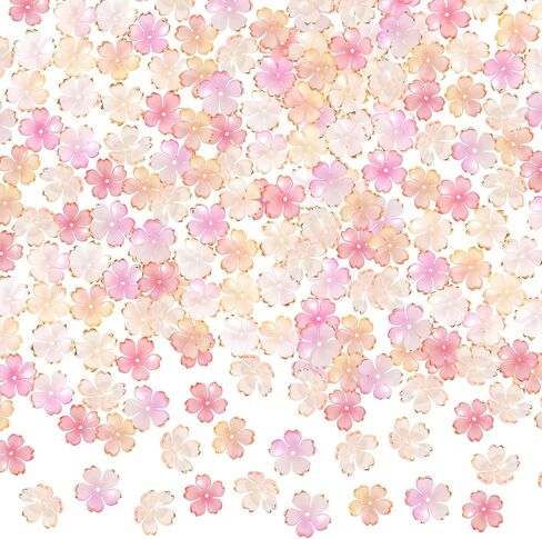 100pcs Cherry Blossom Floral Beads, Pink Gradient 5-Petal Acrylic Flower Charms, Gold-Plated Mini Spacers Beads for Bracelets Necklaces Earrings Jewelry Making in Saudi Arabia