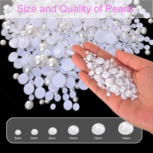 200PCS Flatback Pearls for Crafting Nail Art Half Round Pearls Bulk for Jewelry Scrapbooking Artwork Making Craft DIY Accessory(White,10mm) in Saudi Arabia