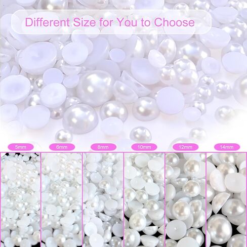 200PCS Flatback Pearls for Crafting Nail Art Half Round Pearls Bulk for Jewelry Scrapbooking Artwork Making Craft DIY Accessory(White,10mm) in Saudi Arabia
