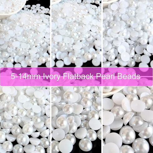 200PCS Flatback Pearls for Crafting Nail Art Half Round Pearls Bulk for Jewelry Scrapbooking Artwork Making Craft DIY Accessory(White,10mm) in Saudi Arabia