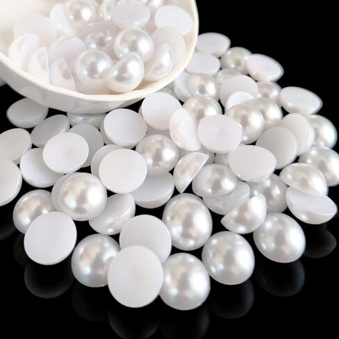 200PCS Flatback Pearls for Crafting Nail Art Half Round Pearls Bulk for Jewelry Scrapbooking Artwork Making Craft DIY Accessory(White,10mm) in Saudi Arabia