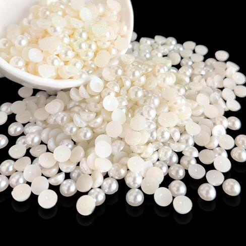 200PCS Flatback Pearls for Crafting Nail Art Half Round Pearls Bulk for Jewelry Scrapbooking Artwork Making Craft DIY Accessory(White,10mm) in Saudi Arabia