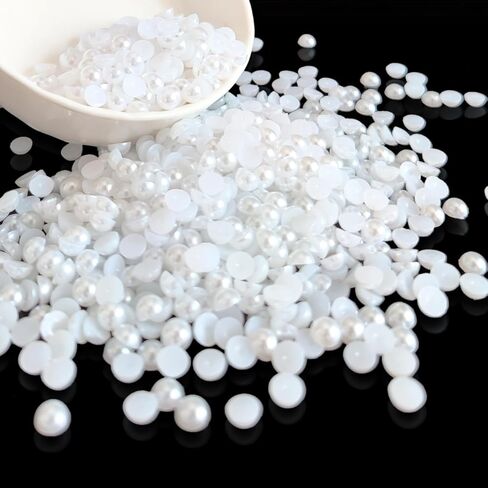 200PCS Flatback Pearls for Crafting Nail Art Half Round Pearls Bulk for Jewelry Scrapbooking Artwork Making Craft DIY Accessory(White,10mm) in Saudi Arabia