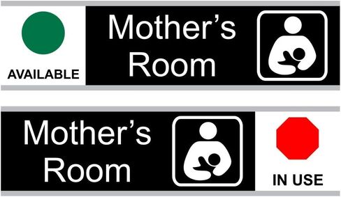 ComplianceSigns.com Mother's Room (Available/in Use) Sliding Sign, 8x3 in. Engraved Plastic, White on Blue in Saudi Arabia