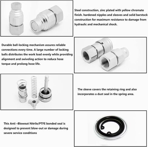 CEKER 3/8" NPT Skid Steer Bobcat Flat Face Hydraulic Quick Disconnect Coupling Fits ISO 16028 Hydraulic Quick Connect Coupler in Kuwait