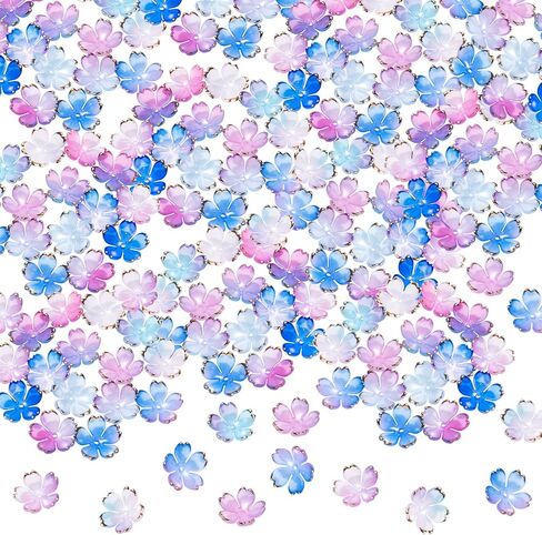 100pcs Cherry Blossom Floral Beads, Pink Gradient 5-Petal Acrylic Flower Charms, Gold-Plated Mini Spacers Beads for Bracelets Necklaces Earrings Jewelry Making in Kuwait