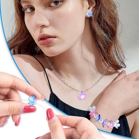 100pcs Cherry Blossom Floral Beads, Pink Gradient 5-Petal Acrylic Flower Charms, Gold-Plated Mini Spacers Beads for Bracelets Necklaces Earrings Jewelry Making in Kuwait