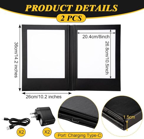 LED Menu Covers 8" x 10.5" LED Backlit Light Double Panel Menu Holder PU Leather Menu Folder Fits Paper for Restaurant Hotel Club Bar Wine (1 Pack) in Kuwait