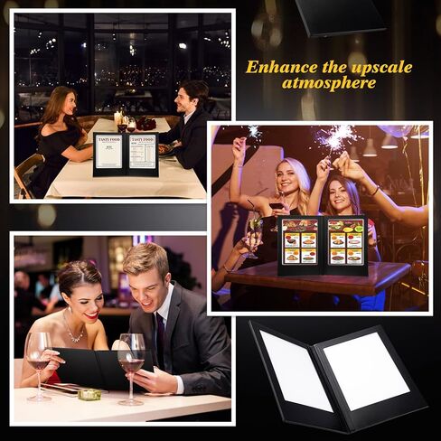LED Menu Covers 8" x 10.5" LED Backlit Light Double Panel Menu Holder PU Leather Menu Folder Fits Paper for Restaurant Hotel Club Bar Wine (1 Pack) in Kuwait