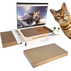 Nossa cat cat toy computer computer pad for cats - catboard cat scratcher toy - cat cat scratcher captop with mouse ، jingle ball and cat cat put