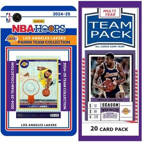 LA Lakers Magic Johnson 20 Card Team Pack + 2024-25 Hoops Team Set Lebron James