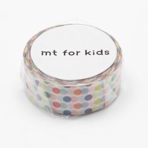 MT Tape Japanese Washi Masking Tape ، Kids Mini Roll Dots Rainbow (MT01KID002) ، Pink ، White
