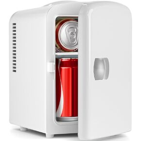 Compact Refrigerator, Portable Mini Fridge, Skin Care 4L Capacity/6 Cans, for Bedroom, Car, Office & Dorm, Small Cooler for Cosmetics, Beverage and Food, White