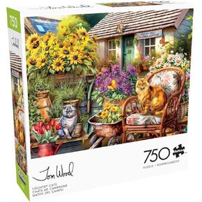 Buffalo Games - Tom Wood - Country Cats - 750 Piece Jigsaw Puzzle for Adults -Challenging Puzzle Perfect for Game Nights - Finished Size is 24.00 x 18.00
