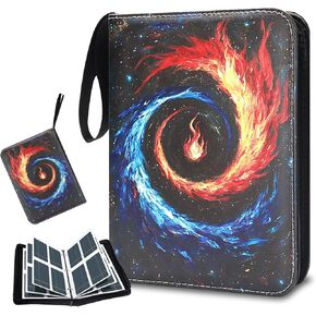400 Pockets Card Binder, HYNANCE 4-Pockets Trading Card Binder Card Holder Binder with 50 Removable Sleeves and Zipper for Boys and Girls Organized