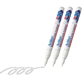 EKC-1 Marker for Fabric | Stands Up to Multple Washings | Ideal for Dark Colored Fabrics | Water & Fade Resistant | 1.2mm Bullet Tip | White | Convenient 3 Pack