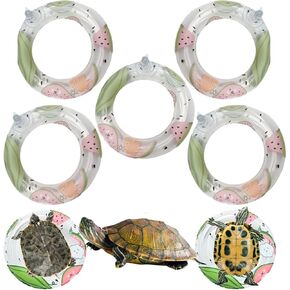 5 Pack 4.3 Inch Inflatable Turtle Swimming Ring Turtle Floating Platform Toy Small Animal Floaties Swimming Ring Basking Rest Dock for Turtle Tortoise (Fruit)