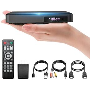 ARAFUNA Mini DVD Player, HDMI Small DVD Player for TV with All Region Free, 1080P HD Compact Small DVD CD/Disc Players with AV Output USB Input Remote Control and AV Cable