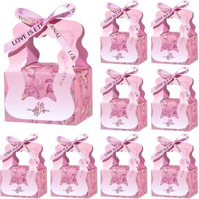 Liobelon 24 Pack صناديق هدايا صغيرة مع الشريط ، حلوى الأزهار علبة التغليف لصالح الزفاف ، حمام الزفاف/الأطفال ، لوازم حفلات أعياد الميلاد (الأرجواني)