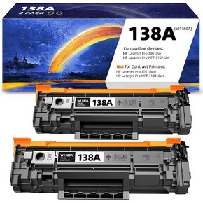 138A 138x W1380A استبدال خرطوشة الحبر لـ HP 138 A لـ HP-138A لـ HP-138 138-A متوافق مع HP LaserJet Pro 3001DW و LaserJet Pro MFP 3101FDW (2 Pack)