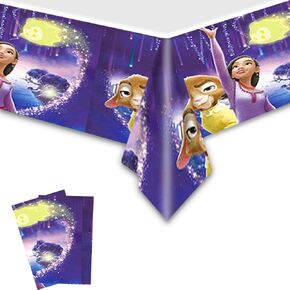 Domidola 2pack Wish tablecloth يمكن التخلص من المائدة اللوازم حفلات عيد ميلاد وزينة لـ Disney Wish Boy Boy Dame Dame Tables 70 "x42"