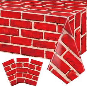 Tiamon 3 PCS Brick Brick Formloths - غطاء طاولة بلاستيكي من الطوب من الطوب أو زخارف خلفية لحفل عطلة عيد الميلاد ، المواقد ، المداخن ، لوازم التصوير الفوتوغرافي ، 54 × 108 بوصات