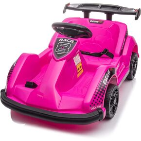 Honey Joy Electric Go Kart ، 6V بطارية بالطاقة على سيارة سباق مع التحكم عن بعد ، حزام الأمان ، بداية بطيئة ، الموسيقى ، 4 Wheeler Electric Motent for Kids ، Gift for Boys Girls (Pink)