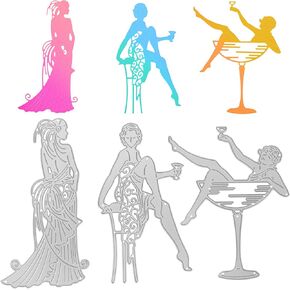 OOTSR 3pcs Women Metal Cutting Dies, Embossing Stencil Template, Carbon Steel Dies Cuts for Craft DIY Scrapbook Card-Making