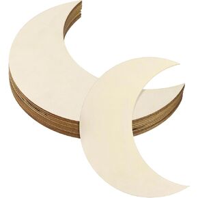 Patikil 7 "X2.8" Wooden Moon ، 10 حزمة غير مكتملة القمر الخشبي الفارغ الفارغ الخشبية القطع الحلي القطع الخشبية الطبيعية لمشاريع الحرف الحفلات عيد الميلاد