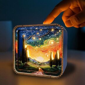 3D Wooden Night Light ، Forest Sky Parrot DIY للألغاز للبالغين ، مصباح ليلي للعناية بالعيون الأكريليك مع مفتاح قابل لللمس ، هدايا مخصصة لعشاق Family Friend DIY （قابلة لإعادة الشحن）