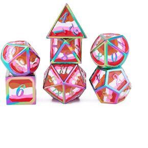 قوس قزح DND DND DICE 7 PCS DND DICE مع صندوق هدايا للأبراج المحصنة و Dragons MTR PRG Tabletop Games (Rainbow-E)