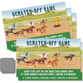 50 PSC Horse Racing موضوع خدش بطاقات اللعبة ، وبطاقات خدش عرق الخيول لحفلة عيد ميلاد استحمام الطفل ، ونشاط ألعاب المجموعة ، و Centucky Horse Derby Supplies ، Derby Day Supply
