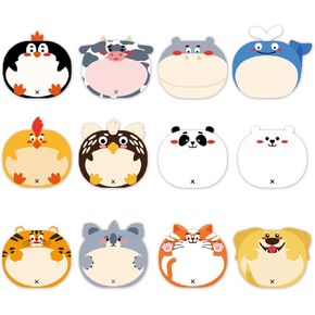 ملاحظات لزجة لطيفة ، 24 قطعة كرتون حيوانات لزجة kawaii ملاحظات متعة الملاحظات اللزجة اللطيفة