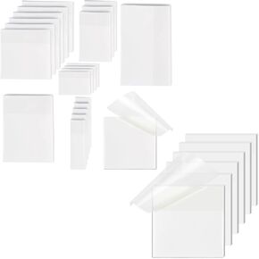 [1300 PCS] Transparent Sticky Notes, 6 Sizes Clear Sticky Notes Pads, Waterproof Self-Adhesive Translucent See Through Sticky Notes for Annotating Books,School & Office