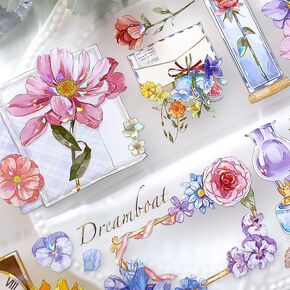 مواد زهرة Retro Girls Decoration Pet Washi Tape مع تأثير قذيفة مشرقة لمجلة Bullet و Scrapbooking (90605)