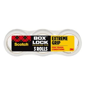 Scotch Box Lock Packing Tape, Clear Packaging Tape, Extreme Grip Box Tape for Holiday Shipping, 1.88 in. x 54.6 yd, 3 Rolls, Tape Dispenser not Included