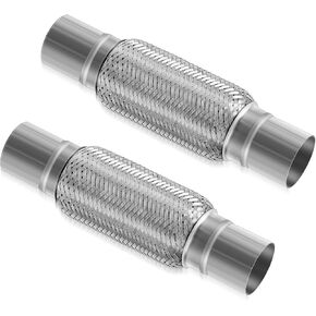 2PCS Exhaust Flex Pipe Stainless Steel Double Braid Long Heavy Duty 2.5''（3''）Inch x 4''Inch w/Ends 4'' inch Long(2.5'' x 4'') in Kuwait